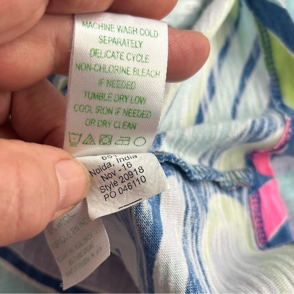 Lilly Pulitzer Essie Multi Beach Please Blue Pink Tropical Summer Tank Dress Med - Picture 12 of 15